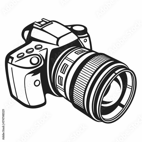 Black and white camera lens graphic photography illustration