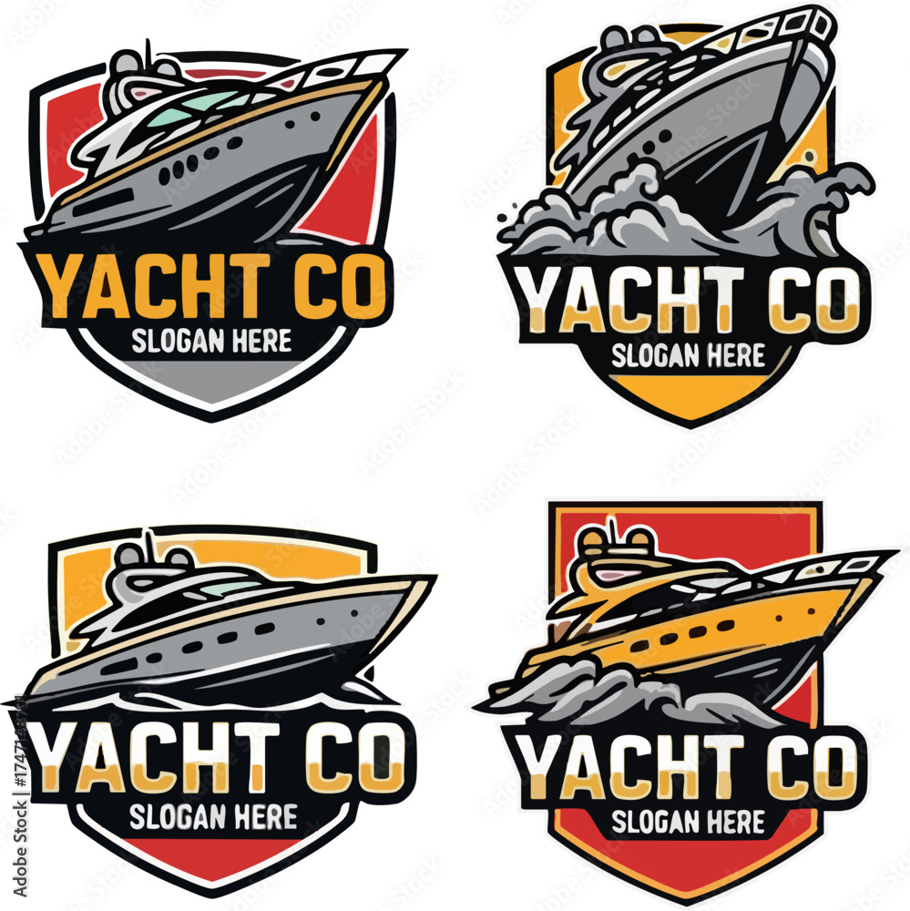 Naklejka premium Yacht Company Logo Luxury Marine Boat Emblem