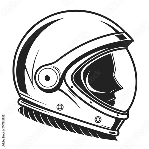 Black astronaut helmet profile graphic on white space helmet 1
