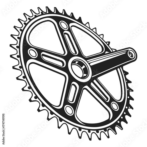 Black bicycle crankset chainring and crank arm bike part