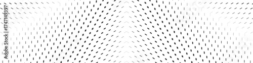 Black and white halftone dotted arc pattern with gradient symmetry forming abstract minimal background texture for modern wallpaper and poster layout design