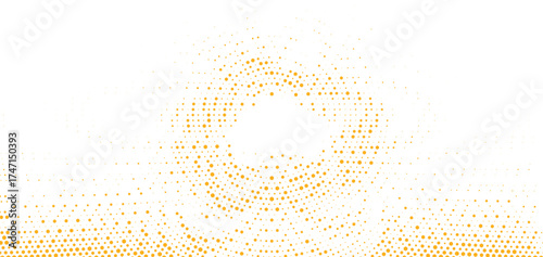 Yellow halftone starburst pattern with dotted texture forming a geometric gradient design for modern poster wallpaper and creative minimalist layout