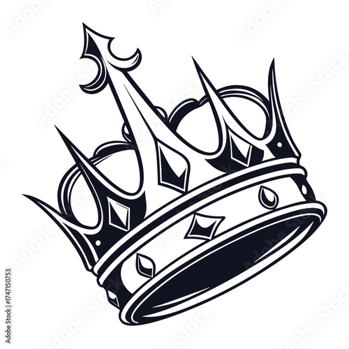 Black crown with geometric edges on white background 1