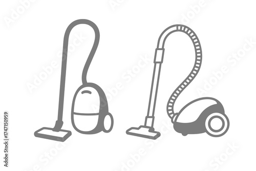 Household vacuum cleaner icons vector illustration set with transparent background, compact and modern design, cleaning appliances, vacuum cleaner tools, home cleaning equipment symbols.