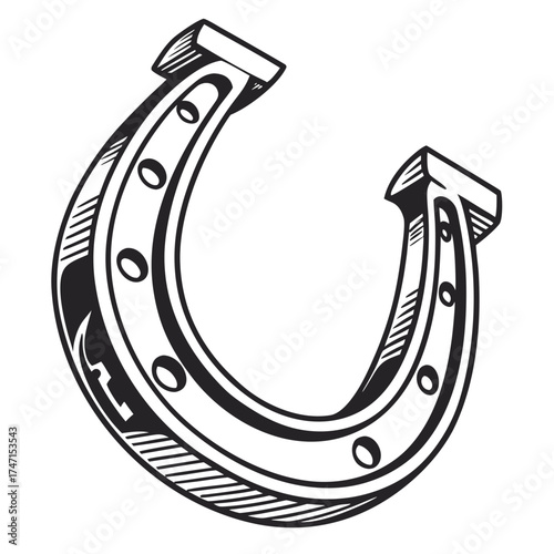 Black horseshoe symbol illustration on white background