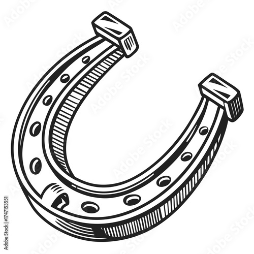 Black horseshoe symbol on white background luck good luck