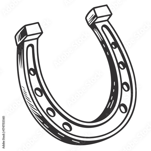 Black horseshoe symbol on white background luck good luck 1
