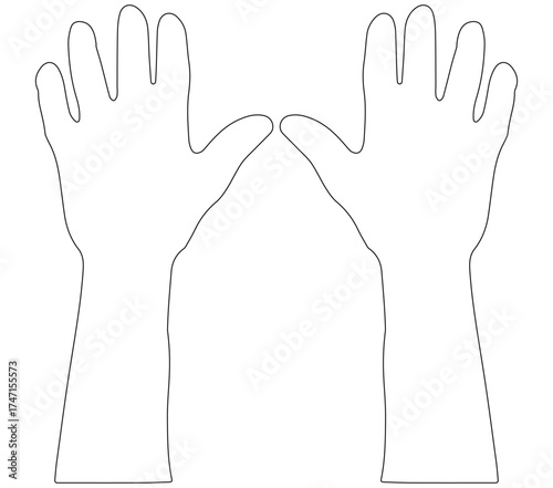 human hand outline, human hands up outline