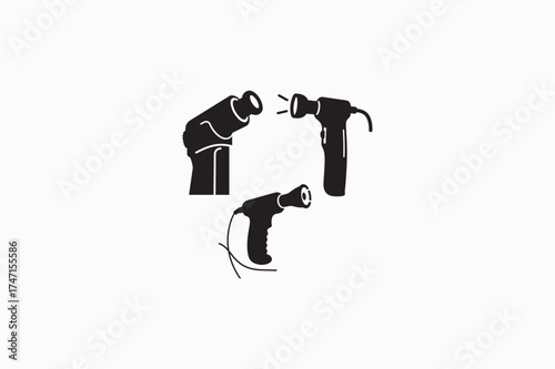 Ear veterinary otoscope vector silhouettes black color image .eps