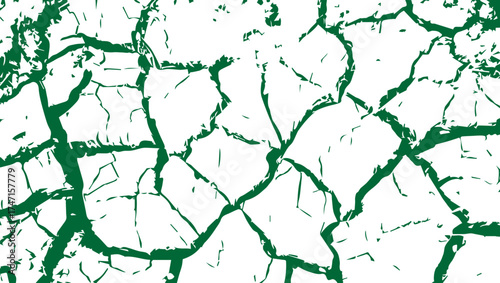 Abstract green painted wall with cracked vintage texture. Cracked white wall texture. Surface cracks and fissures in ground. crack concrete white wall. Cracked soil texture transparent. Surface cracks