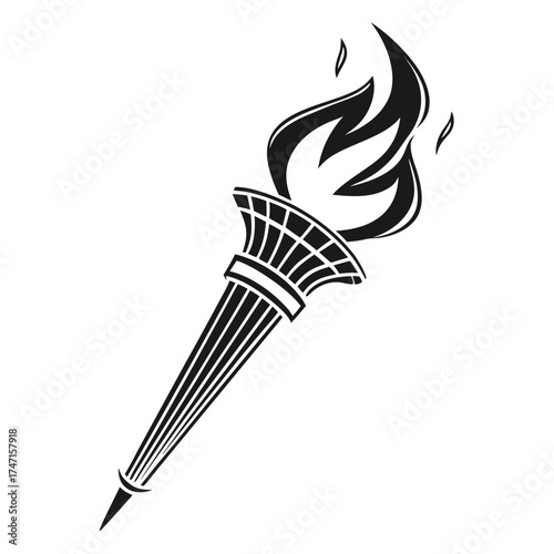 Black torch with stylized flames on white background 1