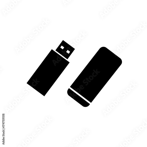 Vector art of usb flash drive and cap