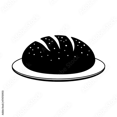 Vector art of loaf of bread on a plate