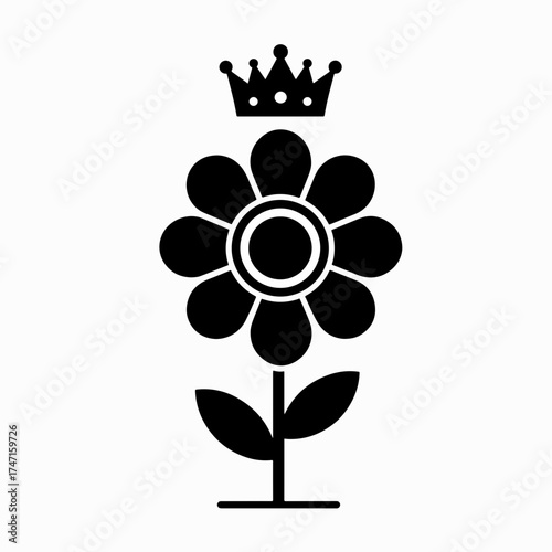 Elegant Floral Design with Crown Accent for Luxury Branding and Creative Projects - A Symbol of Royalty and Beauty, Originally a Scalable Vector Graphic
