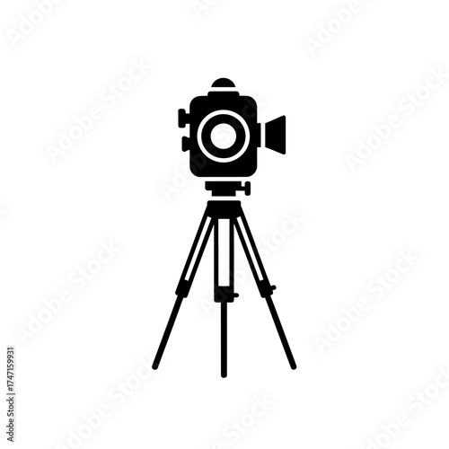 Vector art of vintage camera on a tripod