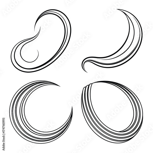 Abstract black brush stroke elements on white background
