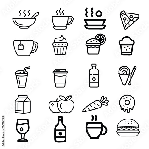 Minimal Food & Drink Line Icons