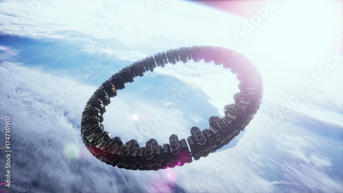 Obraz na plátně Alien mothership near Earth elements furnished by NASA