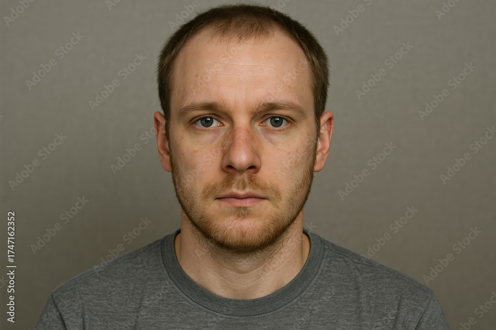 Obraz premium Young adult man with beard looking at camera