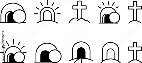 Cross symbol. Three crosses. Calvary. Vector.	