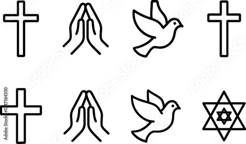 Cross symbol. Three crosses. Calvary. Vector.	