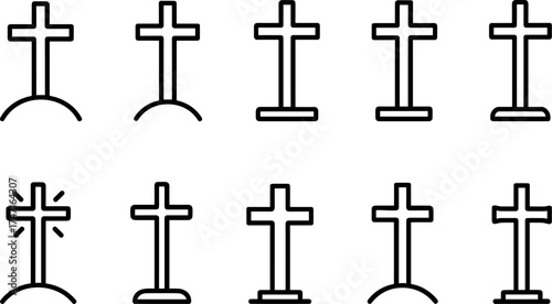 Cross symbol. Three crosses. Calvary. Vector.	
