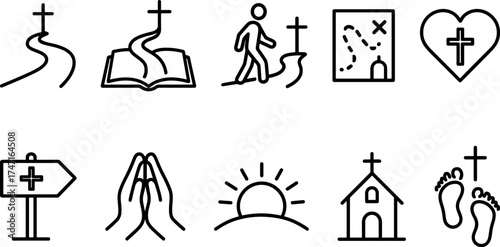 Cross symbol. Three crosses. Calvary. Vector.	