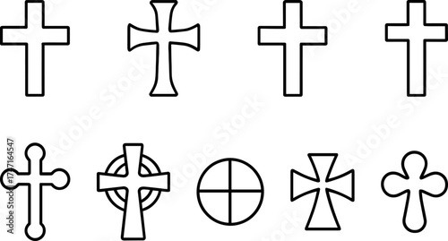 Cross symbol. Three crosses. Calvary. Vector.	