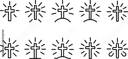 Cross symbol. Three crosses. Calvary. Vector.	