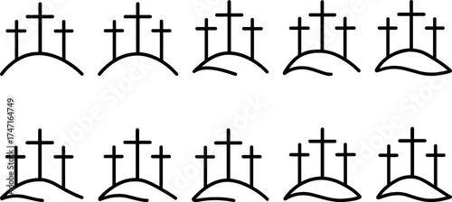 Cross symbol. Three crosses. Calvary. Vector.	