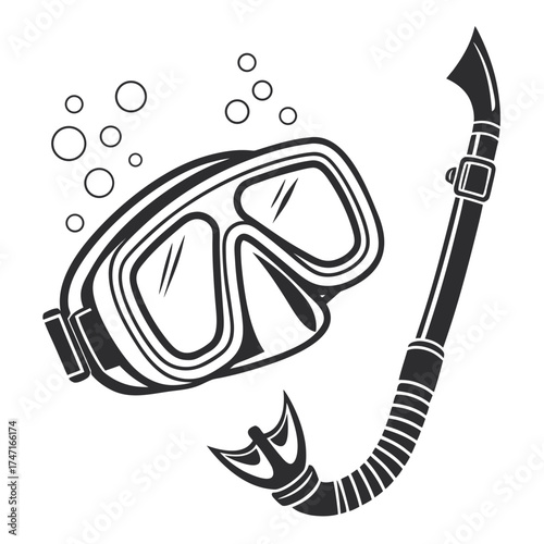 Black and white snorkeling mask and tube snorkel tube 1