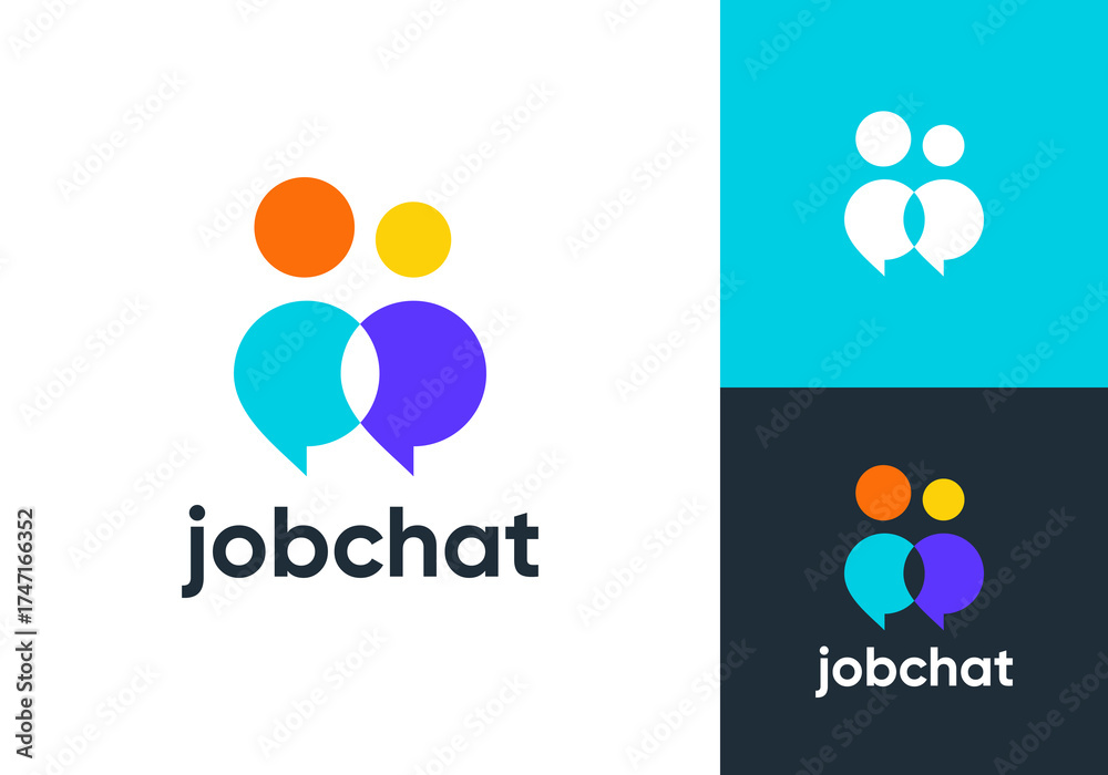 Obraz premium people chat talk logo. simple job work communication technology vector design concept