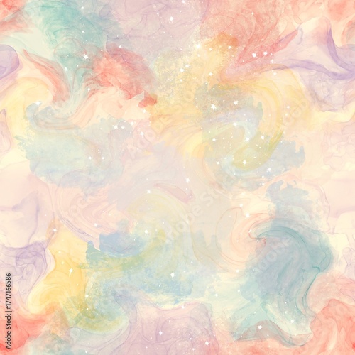 Warm watercolor abstract pastel background in coral and yellow tones