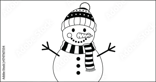 Snowman coloring page winter holiday activity for kids fun