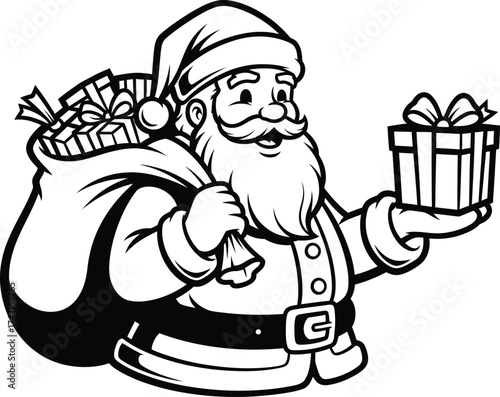 Santa claus vector illustration christmas gifts and presents