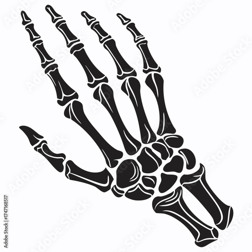 Black skeleton hand graphic skeleton hand icon black vector