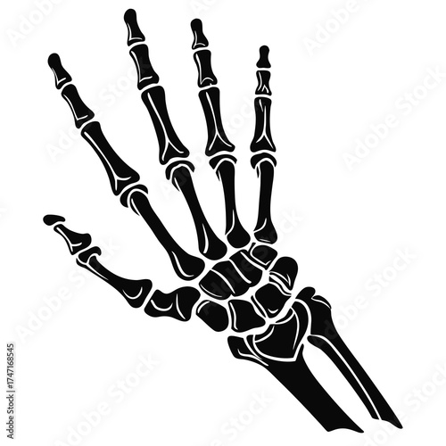 Black skeleton hand white background skeleton hand icon 2