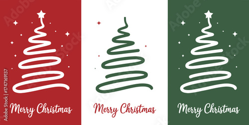 Christmas tree card vector festive holiday season design