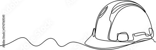 Safety Hard Hat Continuous Line Drawing for Construction and Industrial Protection