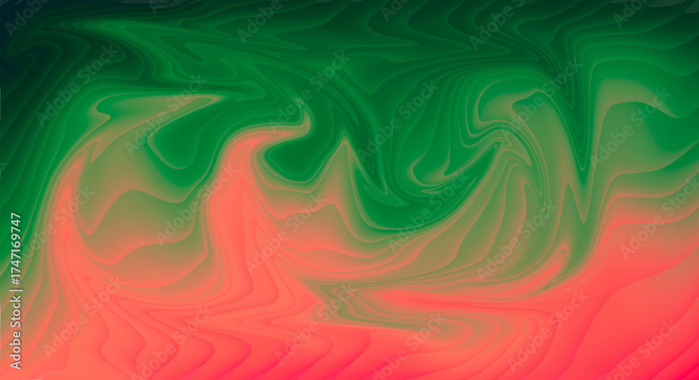 Obraz premium Abstract fluid motion of green and coral colors blending