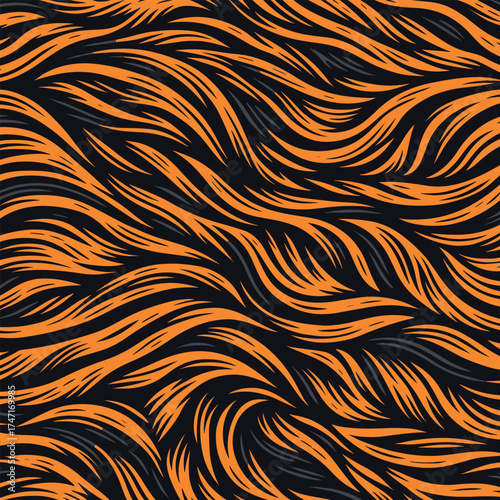 Wild tiger skin vectand illustration with striped animal fur texture background, perfect fand wallpaper, fabric designs, tile surfaces, and creative prints.