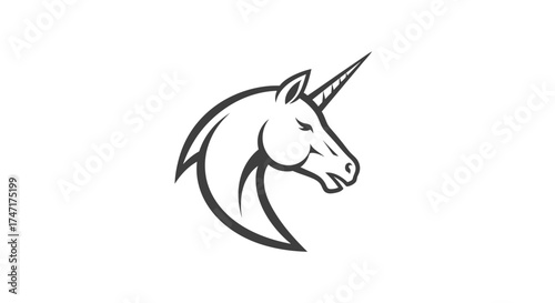 Elegant unicorn head illustration with a flowing mane design art