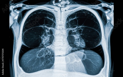 High resolution chest ct scan revealing ground glass opacities and lung abnormalities