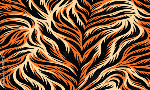 Wild tiger skin vectand illustration featuring striped animal fur texture background, perfect fand wallpaper murals, fabric prints, tiles, and artistic projects.