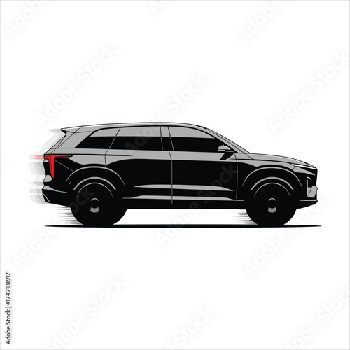 Black suv car speeding on the road