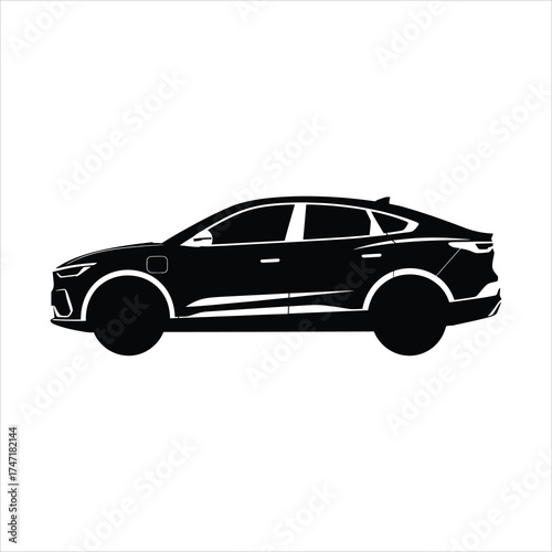 Black car silhouette, sleek and modern design