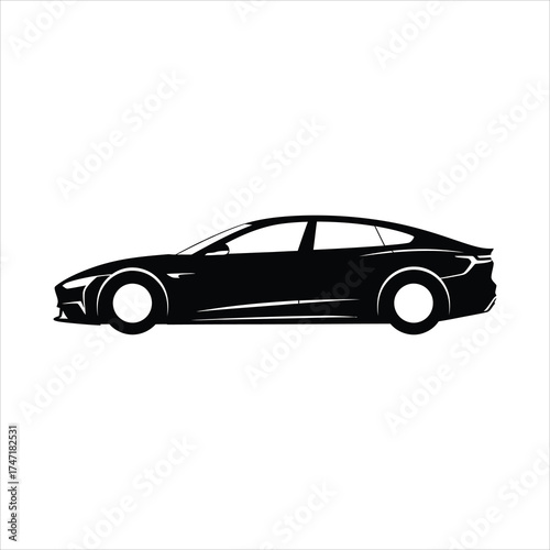 Elegant black sedan car, showcasing a modern design