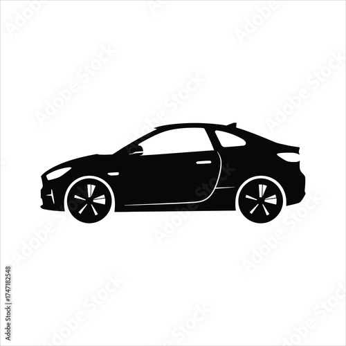 Sleek black coupe showcasing modern design elements