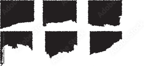 silhouette torn paper jagged edges pieces set