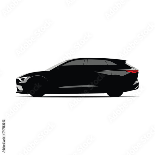 Silhouette of a modern hatchback, side view